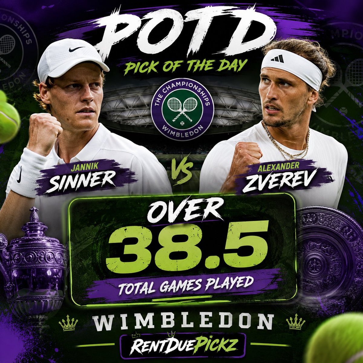 RentDuePickz's tweet photo. POTD🎾
Last Sinner match he burned us, knocking off Novak in straight sets. I see no way possible either of these guys lose this match in straights! Zverev is playing his best tennis of his career right now, expecting him to push Sinner to his limits!
Like + Retweet if tailing⭐️ https://t.co/nUl4CQes4u