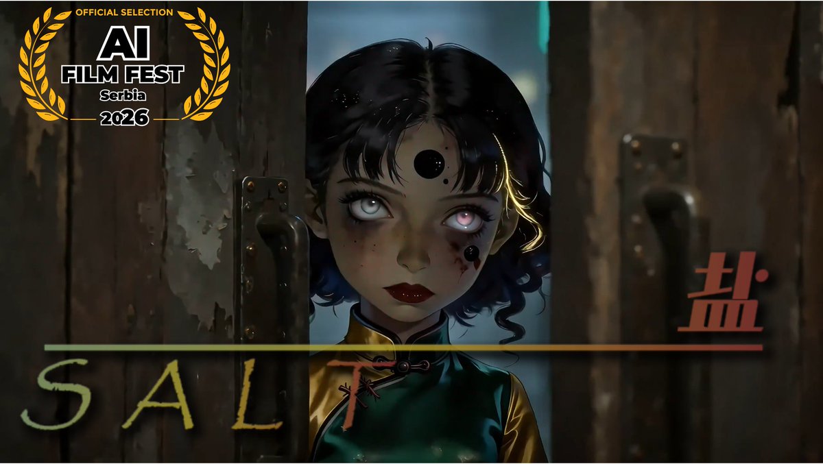 EllsYangy's tweet photo. SALT began as a nightmare about a woman who couldn’t accept love without a price tag. Now it’s an Official Selection at AI FilmFest Serbia 2026—one of 209 films chosen from 1,700+ submissions across 126 countries, screened in Belgrade. Grateful, stunned, and seen.
@FSUBeograd https://t.co/wa0ix9Mfhc