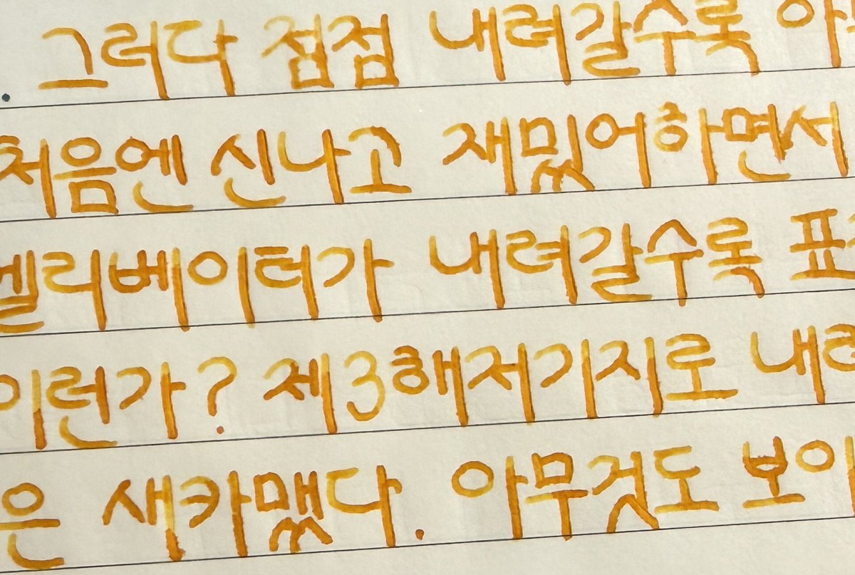 SON11206's tweet photo. 디아민 엠버 농담지는 게 너무 이뻐서 더 제대로 보고싶어서 굵은 닙 만년필이 사고싶어 졌어 https://t.co/2ObRjsDGZ6