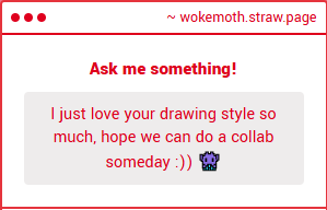 Woke_moth's tweet photo. straw page messages

i'm glad you like my stuff, 👀 maybe one day we work in a collab together https://t.co/LVJVojtP20