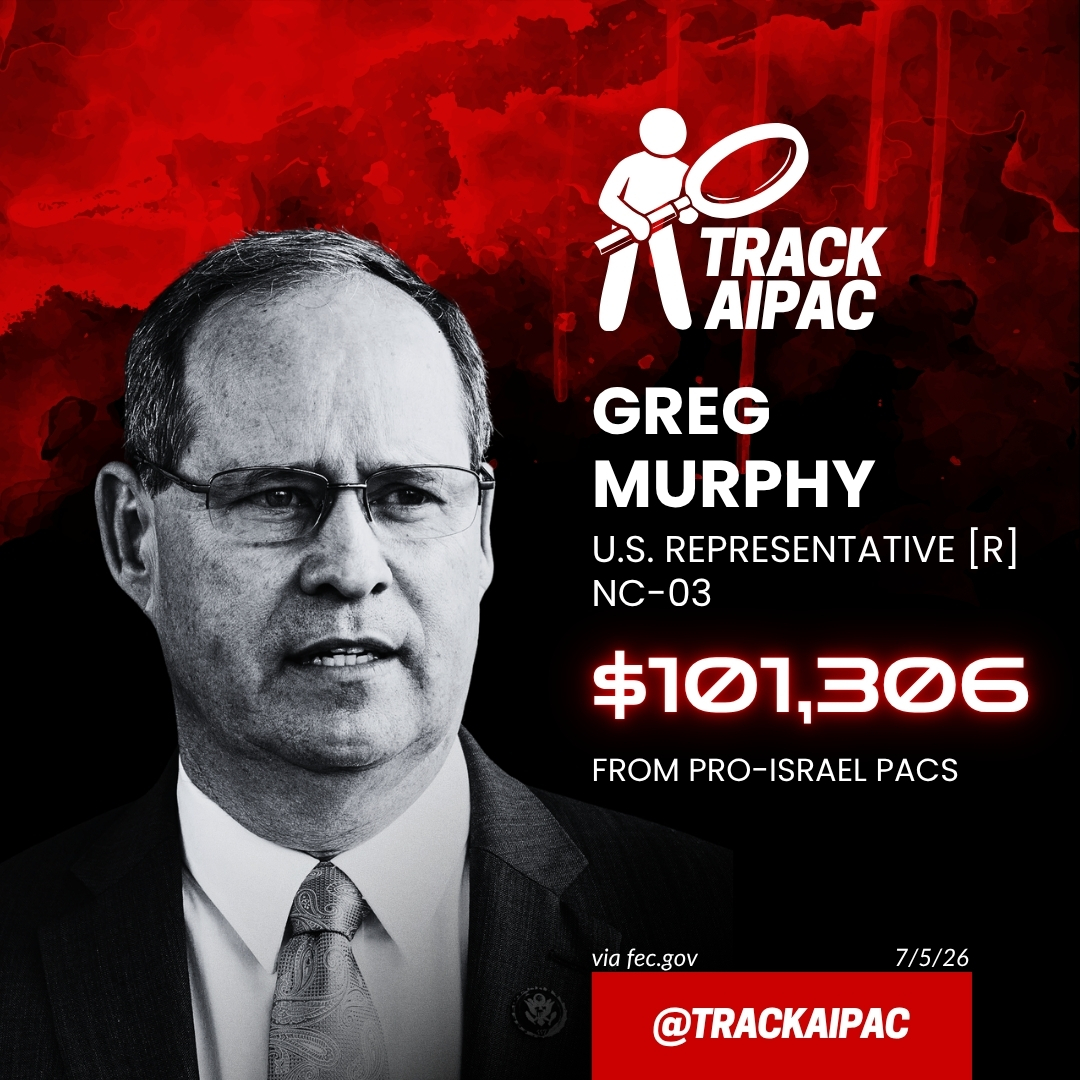 TrackAIPAC's tweet photo. @RepGregMurphy Rep. Greg Murphy works for the Israel lobby. https://t.co/3S6tBHiO09