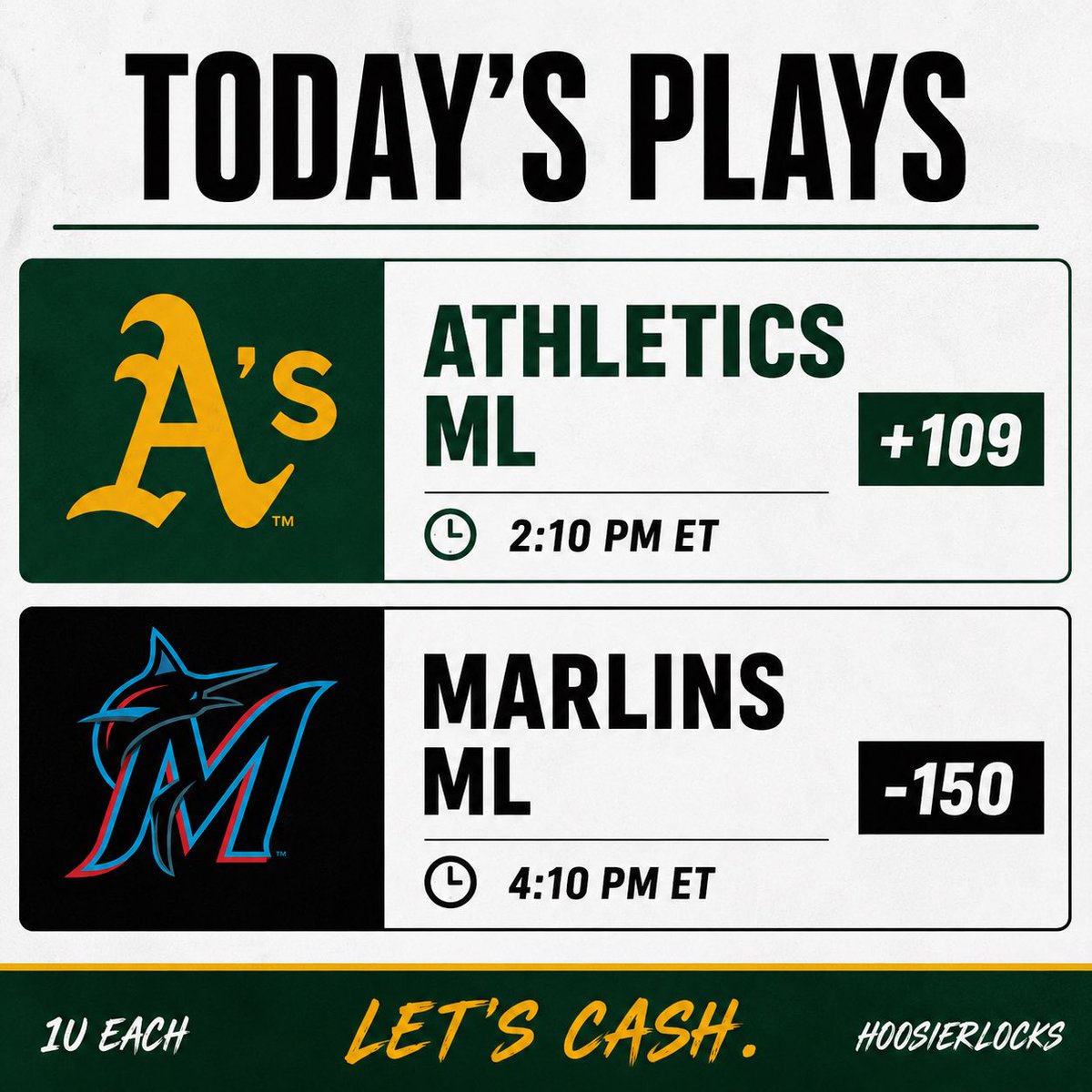 HoosierLocks0's tweet photo. Athletics ML
Marlins ML

#Gambling𝕏 https://t.co/tDT1RFRia6