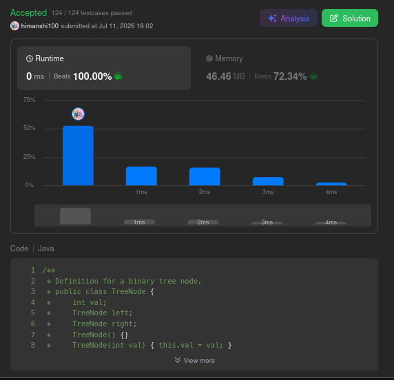 Himanshi1286's tweet photo. Day 47 Progress 🚀
• Solved 7 LC problems total over yesterday & today (Matrix, Trees, Recursion)
• Officially crossed the 160 problems solved milestone
• Not in the best shape and still recovering, but kept the streak alive
#AIML #AI #ML #Python #Java #DSA #MachineLearning https://t.co/lhz37t4ZnI