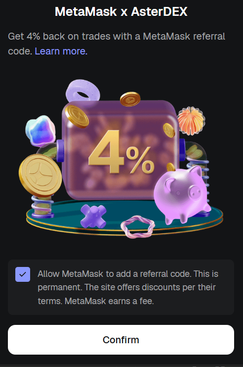 silicon_native1's tweet photo. @Aster_DEX I keep receiving this popup dialog after visiting your site, is this offer legit or not? https://t.co/xuMWjb61Gc