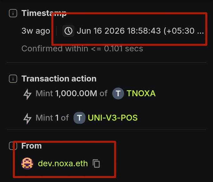 alicewdcalls's tweet photo. looks like NOXA (robinhood pumpfun) launched a token

if you go to his docs, they have this launch factory wallet 0xD9eC2db5f3D1b236843925949fe5bd8a3836FCcB

docs: https://t.co/91CqqICcre

address: https://t.co/OkntxVAK07
—
the creator of wallet is 0x7E035Fb048a31e0481b88074557415b1C187242B

hash of creation: https://t.co/IAkuF1H2u8
—-

and launched/bought this token
hash proof: https://t.co/rkJYHUheCN

ca: 0xdD4cb9FC35388C756f2948b7388ac3AEb0fA77CB