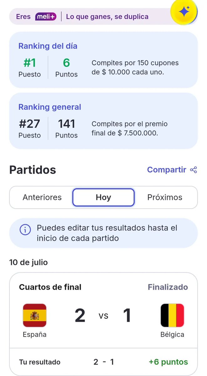 EstebanSP33's tweet photo. NO SE VALEEEE MERCADO LIBRE!!! ES LA TERCERA VEZ QUE DOY CON EL RESULTADO EXACTO!!!🤨🧐🤦🏻‍♂️

#mercadolibrechile #mercadolibre #chile #mercadopago #mundial2026 #españavsbélgica #viral #parati #fyp https://t.co/KdciNQEnUZ