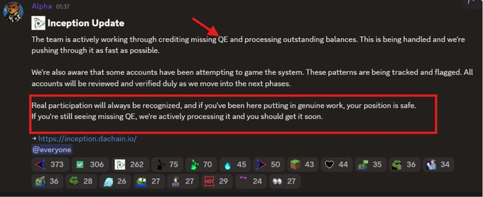 Whait4442's tweet photo. The latest message from @dac_chain  confirms the team is working behind the scenes to ensure everyone receives the QE they've earned.

They're currently:
✅ Restoring missing QE
✅ Processing pending rewards
✅ Reviewing every account carefully
They're also cracking down on wallets trying to game the campaign.
That's good news for everyone contributing honestly.
I'll keep supporting the ecosystem as we move closer to Mainnet.

Have your QE numbers been fixed yet?

#DACChain #DACC #Mainnet #Crypto #Web3 #Airdrop

💙Like 📷RT