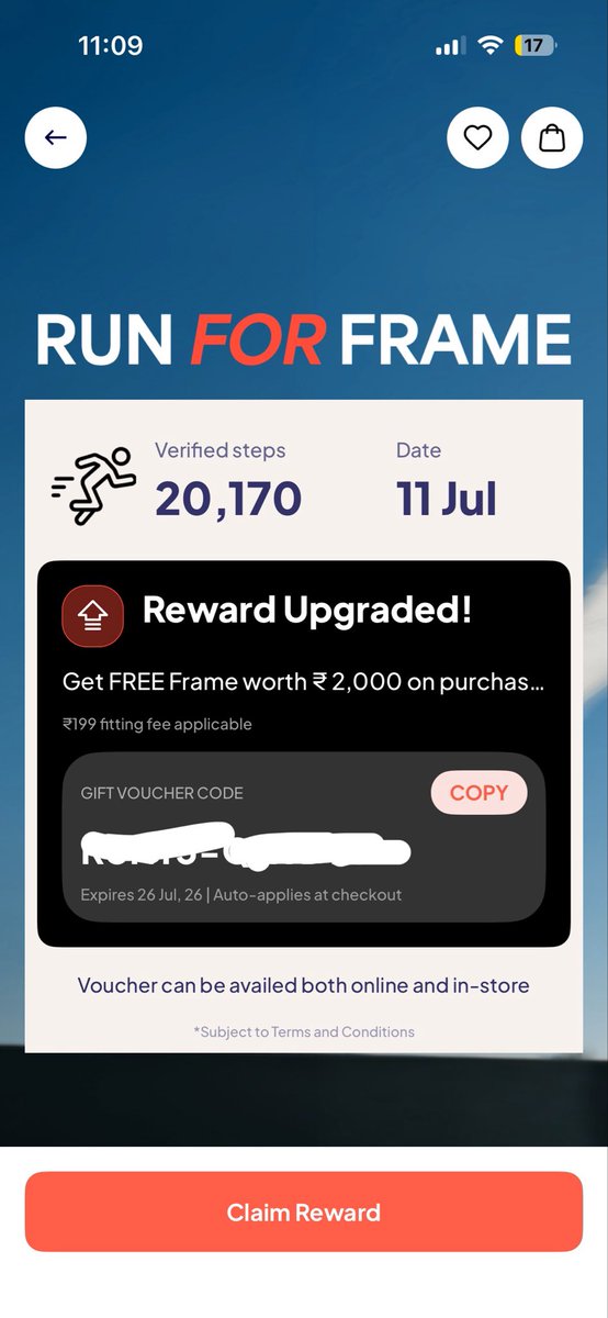 Ritesh70011's tweet photo. Hey @Lenskart_com , I completed 20,170 verified steps in #RunForFrame, but I still can’t claim my reward. The app now says “No Step Data Found.” Please fix this. https://t.co/QWCdZTh8hN