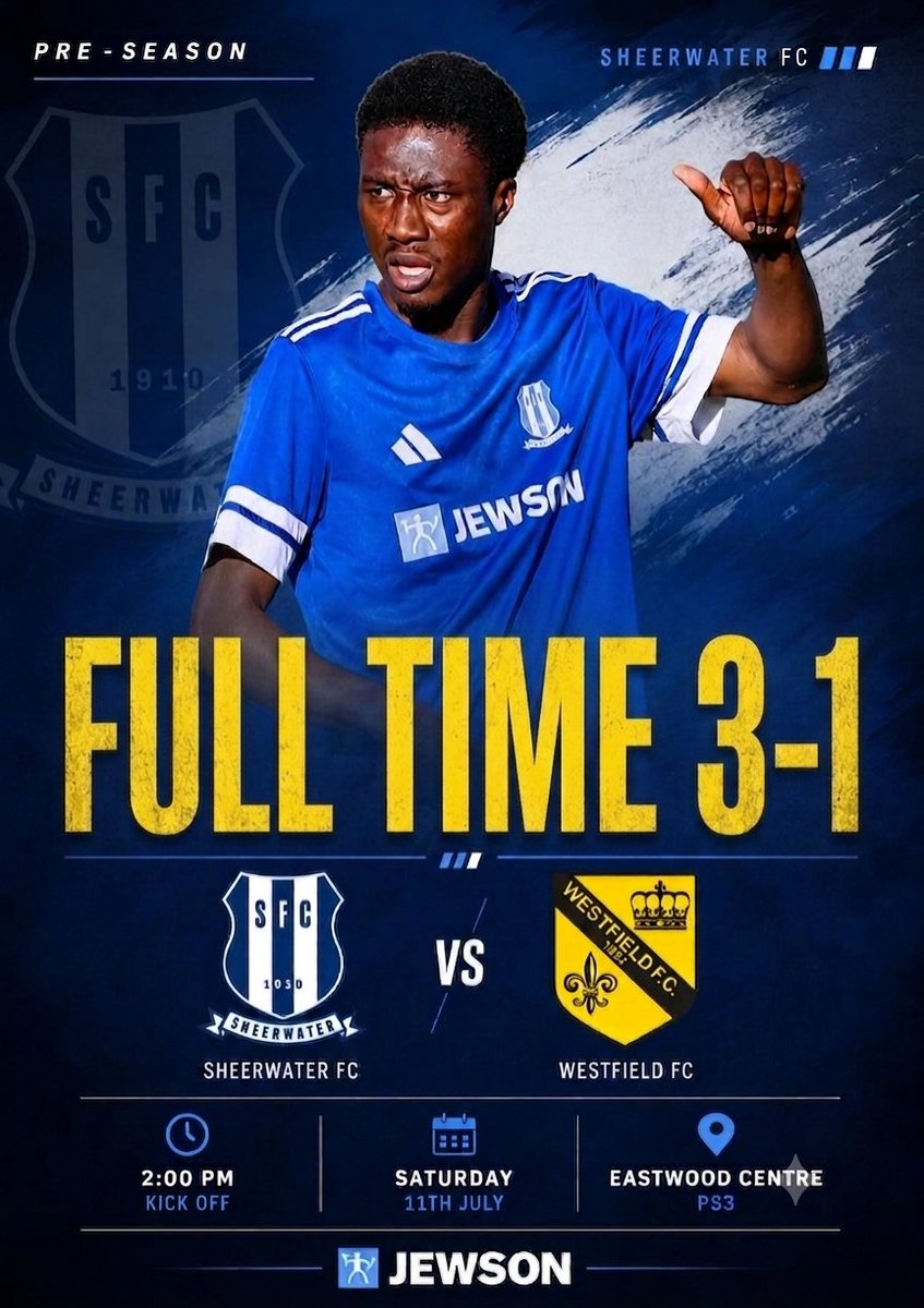 Sheerwaterfc's tweet photo. Another pre-season run out in the heat. This time against local neighbours, Westfield. A penalty put us 1-0 up at the break and we carried our form in to the second half running out 3-1 winners.

Definitely building nicely. #UpTheSheers 💙
#supporthandmade https://t.co/YGlJJ9nEsD