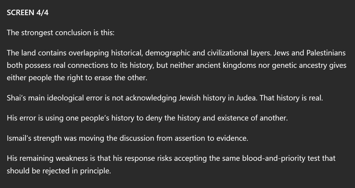 Sa_Jkr's tweet photo. @shaig @ismailhoush @RoKhanna Ismail won this round, but the strongest argument has not yet been stated. The real question is not whose ancient ancestors came 1st. Neither historical names nor DNA can give any modern people an exclusive right to erase another people living on the same land.
#Palestine #Israel https://t.co/47LcEGkesQ