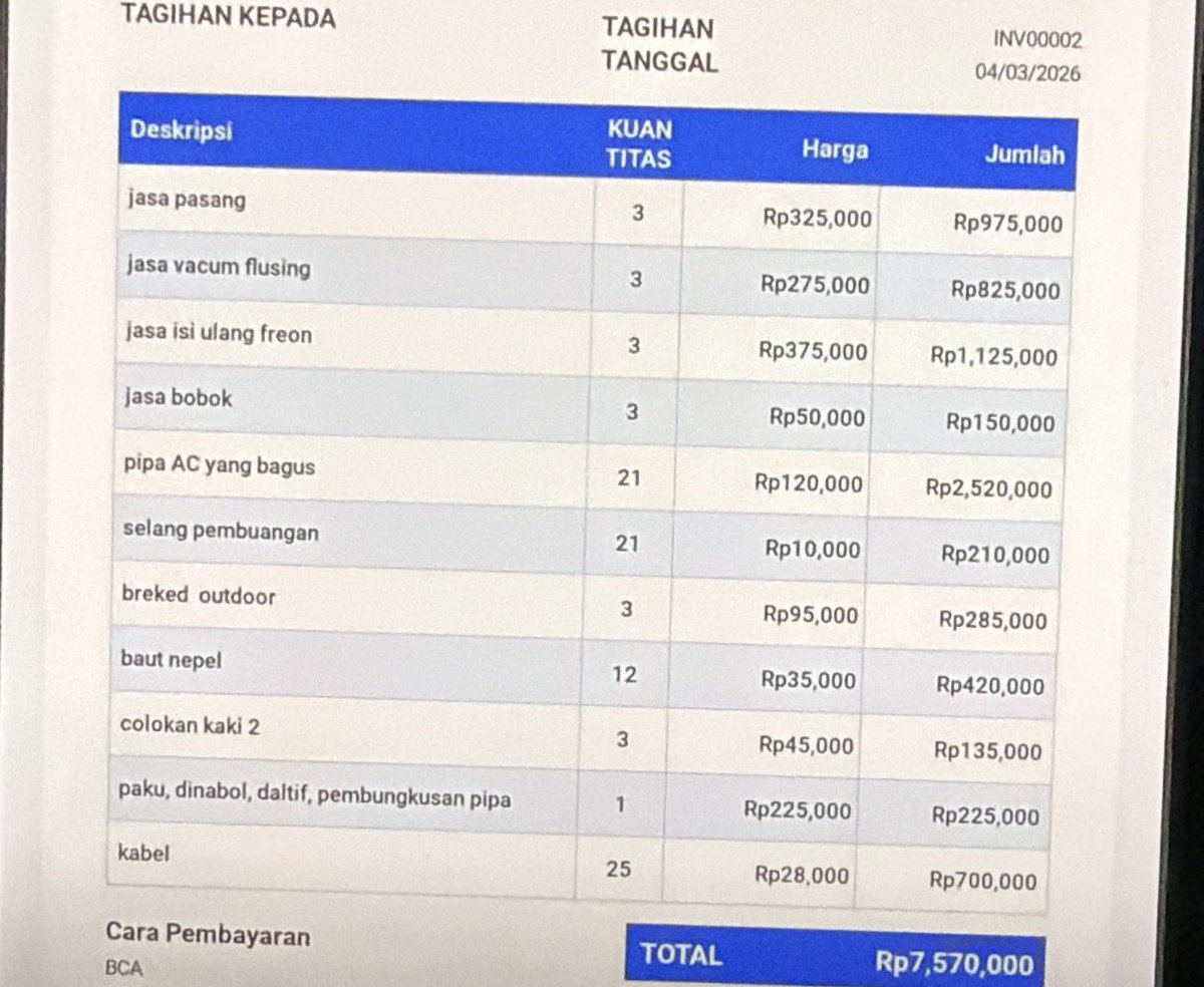 peachyslen's tweet photo. bagi yg mau cari tukang AC aku saranin pak subarudin dr list @pundingin (di pinned twitnya) blio beneran jujur, baik, dan penyabarrr sesuai namanya. sebagai orang yg pernah kena scam pasang 3 AC jd 7.5jt 😇🙏🏼 https://t.co/xWNAjDai9L