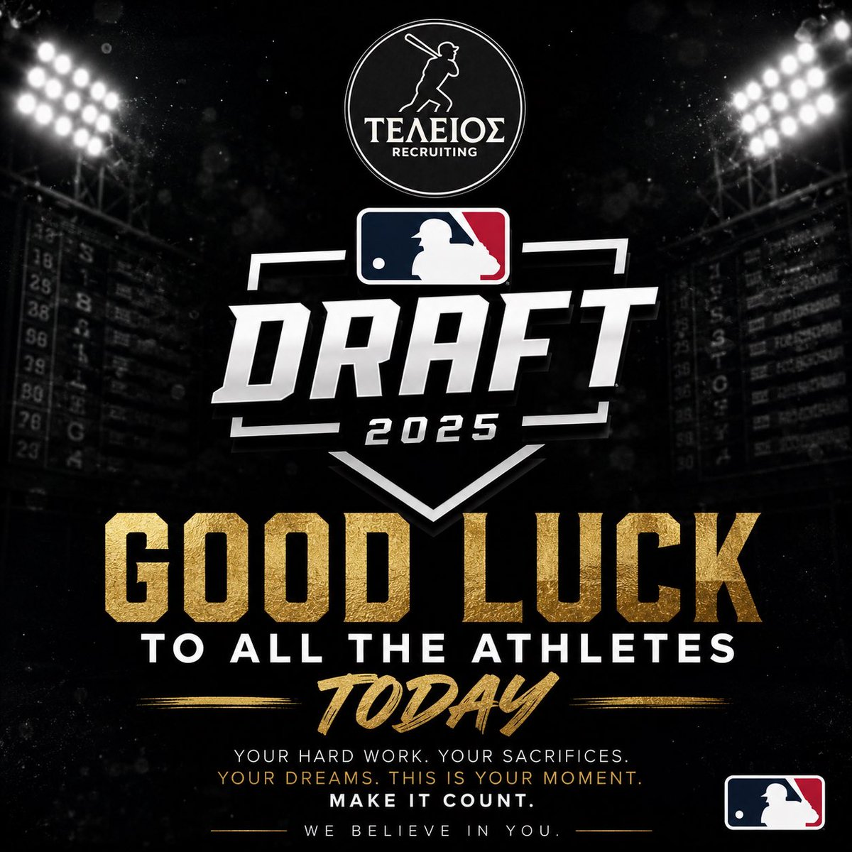 BaseballTeleios's tweet photo. Good luck to all the athletes today. If it’s not your draft year yet start your journey with us today. https://t.co/JogJL3gapl
