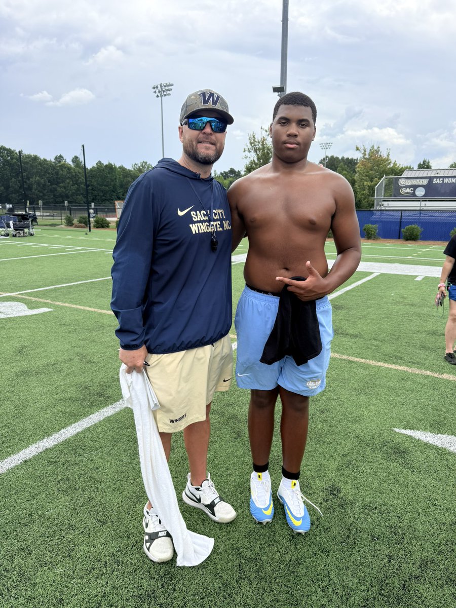 Lj_Evans55's tweet photo. Had a great camp and time competing @WingateFb camp today! Thank you to the entire coaching staff for the opportunity to compete and get better! @Coach_TKnight @CoachUlassin @lakewylieFB @Level99Training @Train_IA @prepstar360 @sixstarfootball @PRecruiting7 @RivalsHS https://t.co/JKkbcegvAO