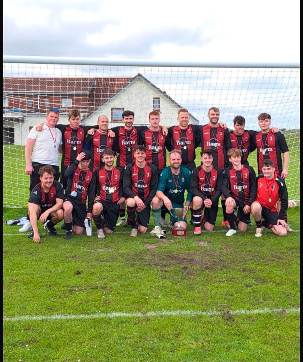 barrafooty's tweet photo. SUMMER CUP CHAMPIONS 2026 🏆🏆

Barra retain the Summer Cup and add to the Barra Distillers Cup with 3-2 victory over NU after topping the group vs Southend and Eriskay earlier in the day. A fantastic day out for the lads and great to see young lads make their debut 🔴⚫️ https://t.co/DyZ7mBAyi8
