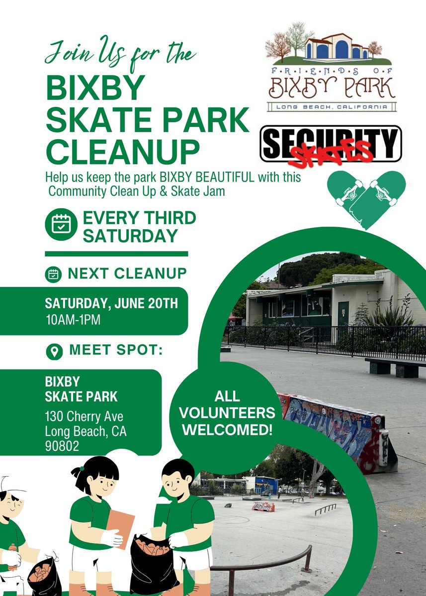 securityskates's tweet photo. HAPPENING NEXT SATURDAY! 🗣️🗣️🗣️
LONG BEACH TO WATTS! LET’S GO!
Happy skating y’all!
#SecuritySkates #LongBeach #Watts #CommunityCleanup #Skateboarding https://t.co/KhkRy4GU4I