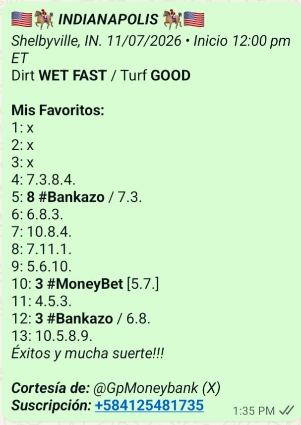 Guillepepe's tweet photo. #Hipismo #freepicks 
@HSIndyRacing 
Good luck to everyone!
Indiana OAKS day. https://t.co/TlhPpicEp8