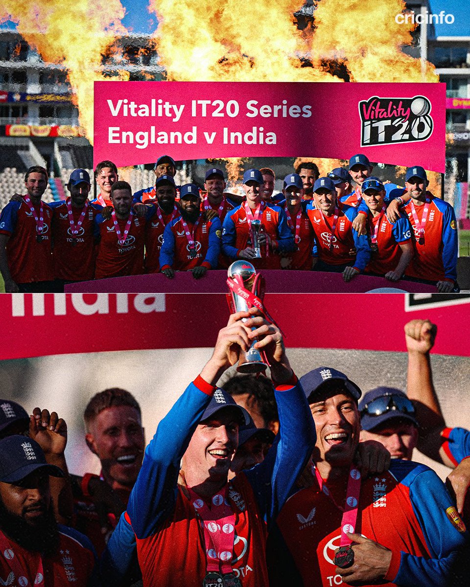 cricinfo's tweet photo. England sweep the reigning world champions 4-0 and climb to No.1 in the ICC men's T20I rankings 🏆 https://t.co/c9T9hO5iEr