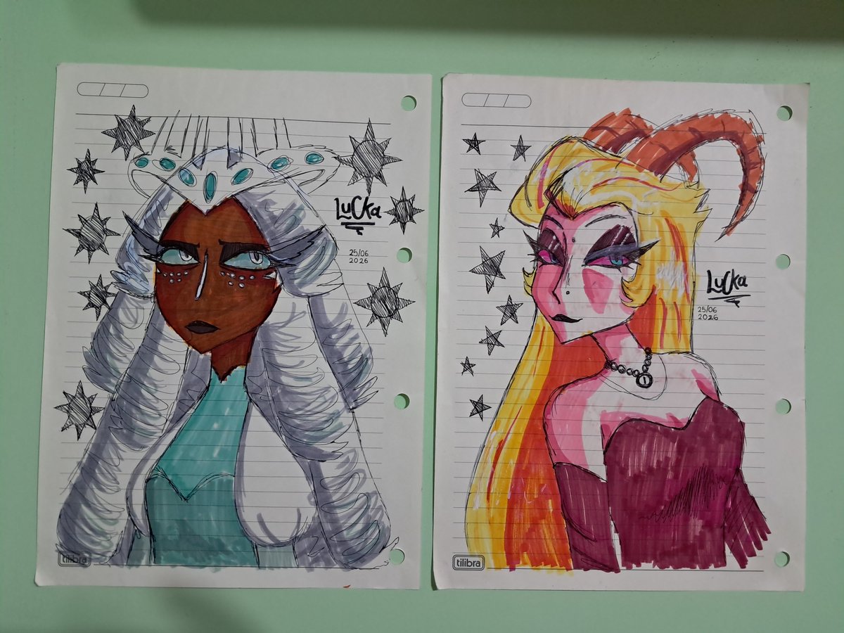 butchdrawer's tweet photo. sera and lilith on my wall #hazbinredesign #serahazbinhotel #serilith https://t.co/LYFHhW03Xx