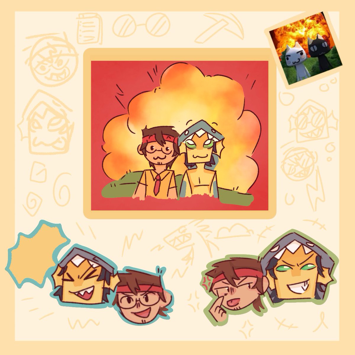 Jess_koko0's tweet photo. La dinámica de estos dos  😼✨️

Me encanta hacer dibujitos como si fueran stikers 
#estupiduo #stupiduo #qsmp2fanart https://t.co/VOesrVI67n