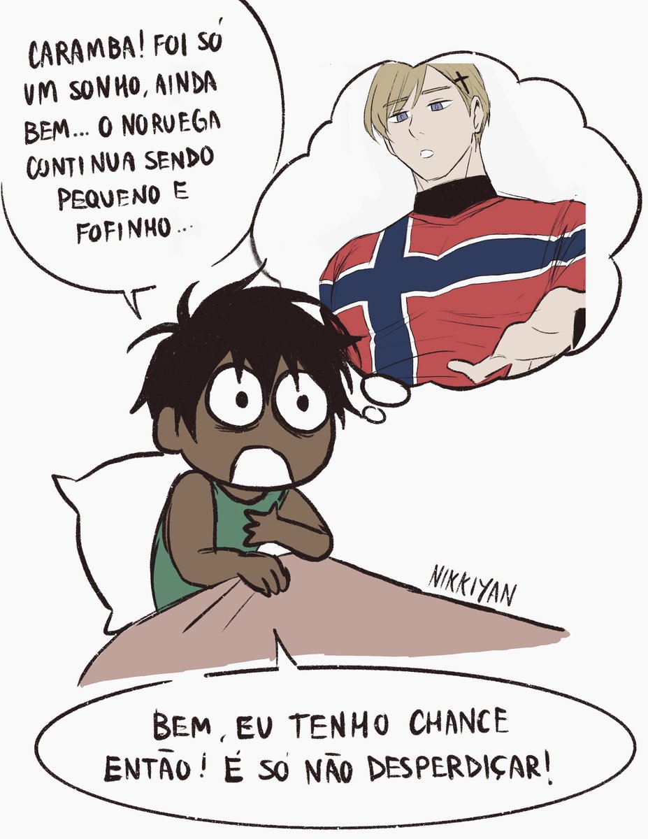 nikkiyan_'s tweet photo. (PARTE 1) Atrasada de novo, mas aqui está a tirinha da nossa DERROTA contra Noruega 🇳🇴 Não foi este ano ainda o nosso hexa 😩 Ah, decidi deixar o personagem Noruega twink mesmo, do jeito que é em o original em Hetalia mesmo! É isso, perdemos pro twink! #hetalia #latinhetalia https://t.co/phbX4CkpXB