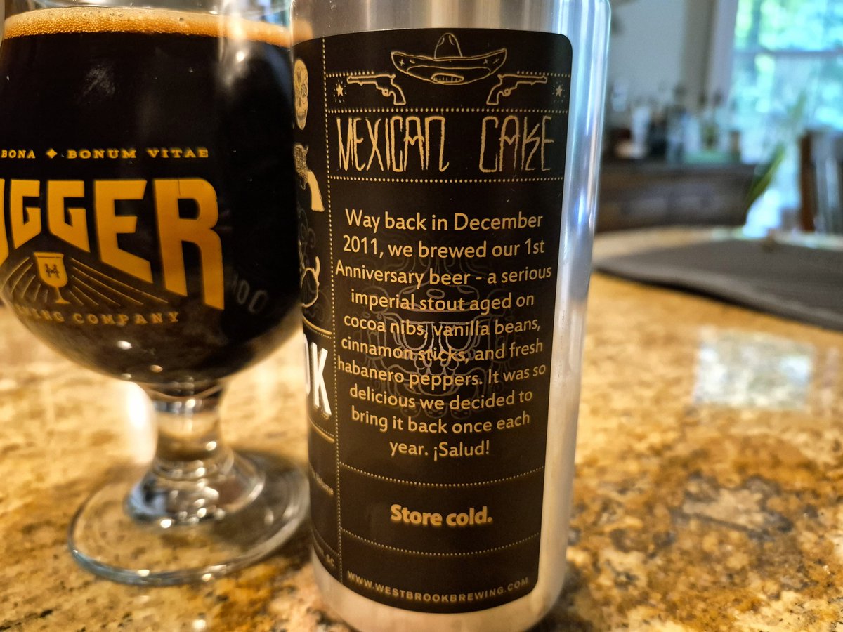 scottvillers's tweet photo. Getting to participate in #stouturday this week #drinkcheck #scbeer @WestbrookBeer "Mexican Cake" Imperial Stout (2026) w/Cocoa Nibs, Vanilla Beans, Cinnamon Sticks & Habanero Peppers 🌶 https://t.co/yCeM0WOsAl