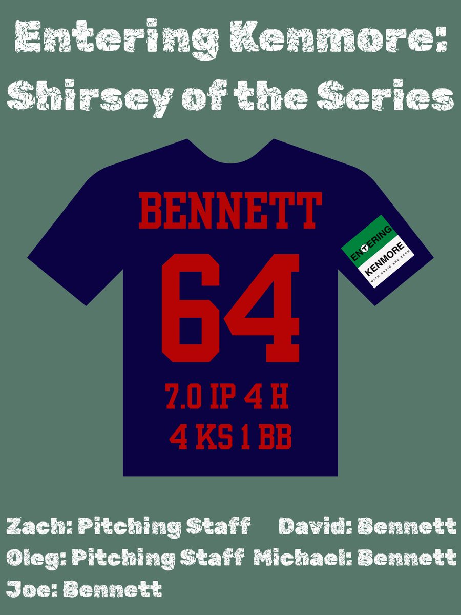 EnteringKenmore's tweet photo. Another day another Jake Bennett gem, 7 shut en route to a second consecutive series sweep, Jake Bennett is your Entering Kenmore Shirsey of the Series winner https://t.co/Alixhsr6iY