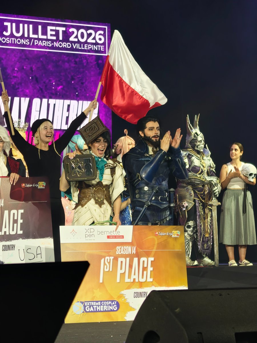 pyrkon's tweet photo. AYO I HELPER - REPREZENTANCI POLSKI NA @ECG_cosplay  ZAJĘLI PIERWSZE MIEJSCE!!! 🤩🤩🤩

Wieści prosto z wielkiego finału Extreme Cosplay Gathering – reprezentanci Polski Ayo i Helper zwyciężyli! 🥳

Gratulujemy i płaczemy ze wzruszenia równocześnie!🎉

#Pyrkon https://t.co/CqzDxoZUFG