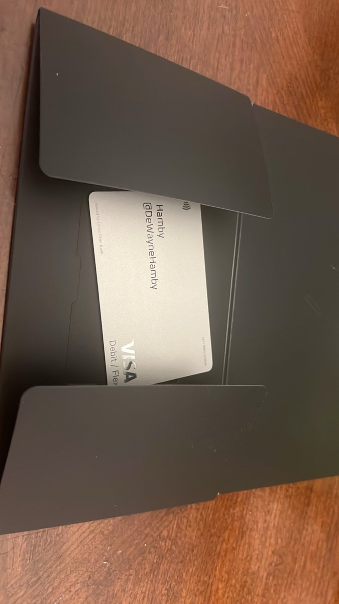 DeWayneHamby's tweet photo. Got my @XMoney card today. Very cool steel design with chip. Heavy. 6% APR! Anyone want to help me celebrate with some startup funds? @elonmusk @MrBeast https://t.co/kX0nozIeax