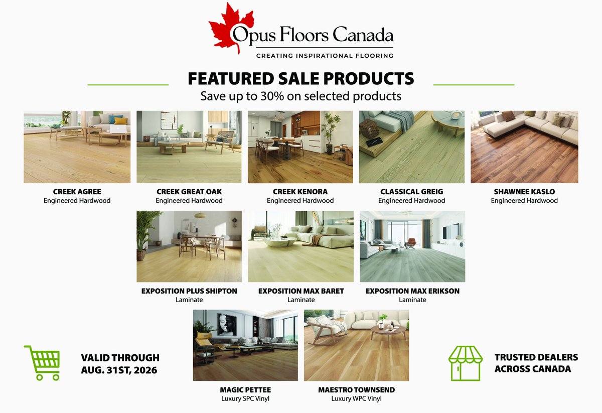 CorpOpus's tweet photo. Explore some of our featured flooring collections available across Canada, designed to bring lasting style, performance, and value to every project.

Learn more at https://t.co/aHNFEX6Gh2 https://t.co/5KuZXrJisJ