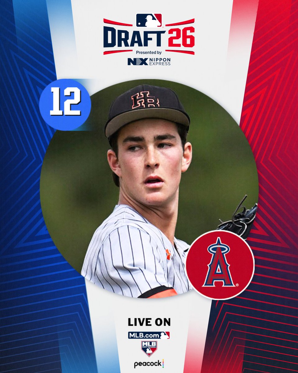 MLBDraft's tweet photo. With the 12th pick in the 2026 Draft, the @Angels select Huntington Beach (CA) OF Jared Grindlinger, No. 16 on the Top 250 Draft prospects list.

Watch live: https://t.co/XWNTXiKgPC https://t.co/DEP1dw37oh
