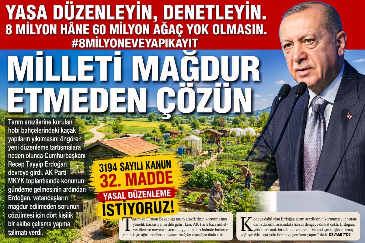 TrkerM's tweet photo. @isikhanvedat 3194/32 ruhsat hakkımızı tanıyın. Bahçelerimizi yasal statüye kavuşturun. #8MilyonEveYapıKayıt https://t.co/GMM6fnhM0Z