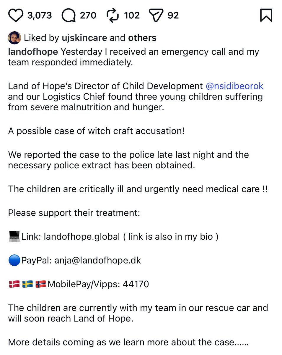 IrediaeugenePM's tweet photo. In 2026, we still label children as witches.
This is heartbreaking. Thank God for people like @AnjaLoven, whose mission is to fight for and rescue children who are labeled as witches.
Please if you know any case like this report to them on X here or instagram https://t.co/2h4GgUqW9f