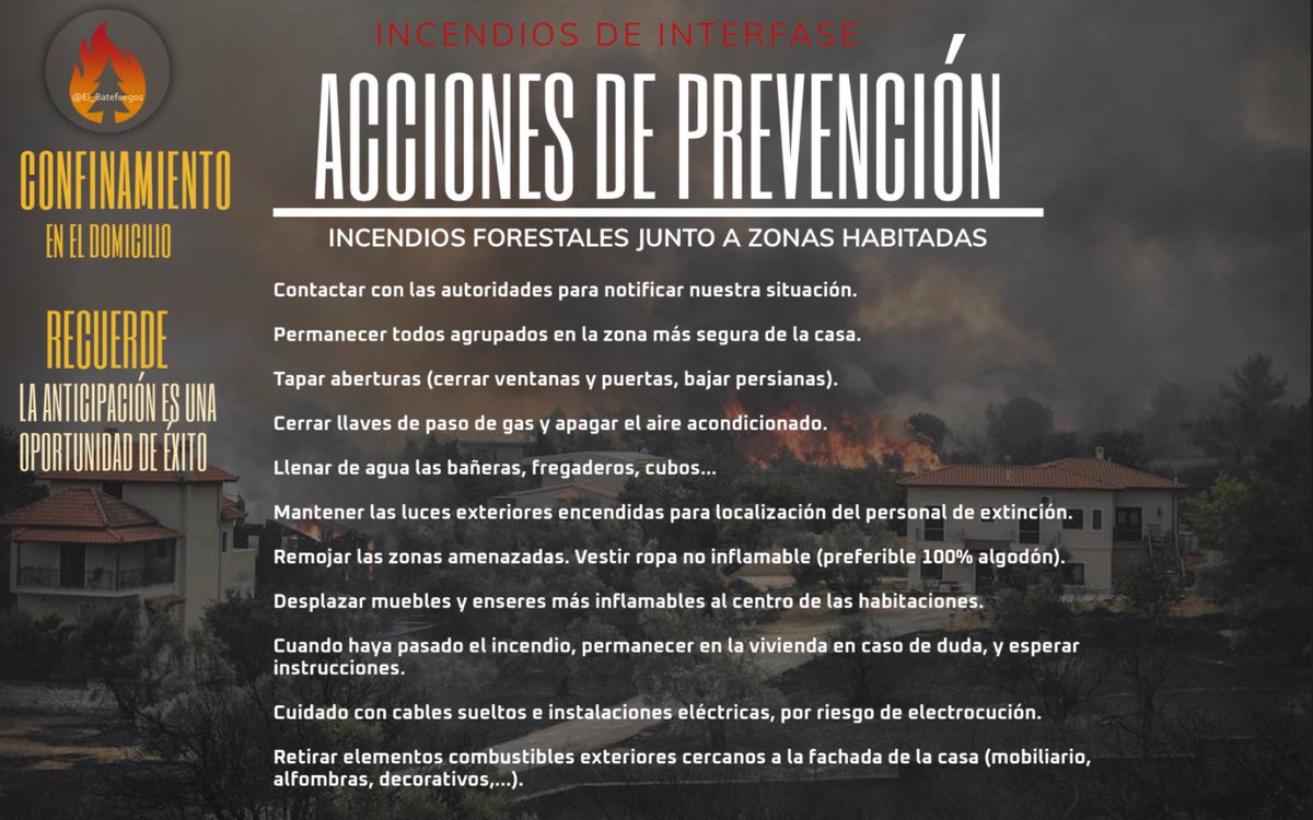 El_Batefuegos's tweet photo. #Consejos112

La anticipación ante un #IIFF no admite la improvisación ❓️🤔🤔🤔.

- Si ves Humo 🌪 o Fuego 🔥, no pienses que ya habrá avisado otra persona. 📢📢📢 LLAMA a #Emergencias 🚒🚑🚓 al 📞📲 1-1-2 1️⃣1️⃣2️⃣

- Prepara Tu 🎒 #Mochila72Horas. Ante la posibilidad que te ordenen desalojar tu vivienda.

- Asegúrate que cada miembro de la Familia tiene la suya.

- Si ordenan un #ConfinamientoPreventivo, asegura Tu Vivienda.

- Si ordenan el #Desalojo no pierdas tiempo. ¡¡¡ Es por Tu Seguridad y la de los Tuyos !!!

- Sigue las indicaciones de las Autoridades. 🚓🚧🦺➡️

- Anticiparse y estar Preparado puede salvar Tu Vida.

📹 @celia_alvarez1 @telediario_tve