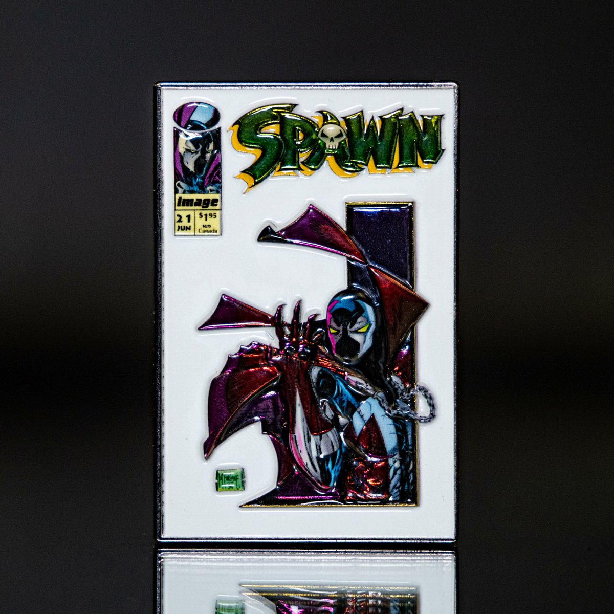 McFarlane Toys Store's Spawn #21 Pin (2026). Art by