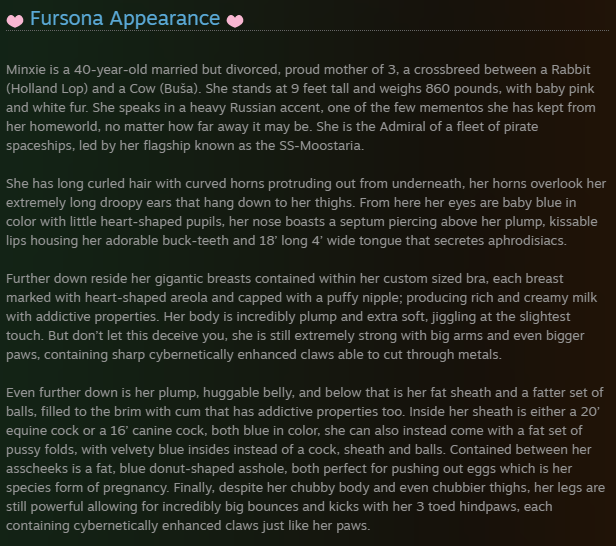 MinxieTheRabbit's tweet photo. Since the poll has ended in an overwhelming yes... 

Here is Minxie's appearance in detail as a bonus and the lore dump for her, images that contain her lore are marked with what part they are in the image description!

If you have any questions about it, feel free to ask them~ https://t.co/PZrJLog187