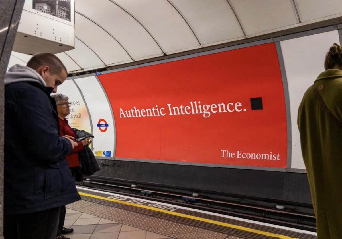noncitizen_'s tweet photo. AI fatigue is becoming a brand angle. 

Polaroid says go touch grass.

The Economist says go touch your brain. 

Different entry points, same bet: sell trust by standing against the machine. https://t.co/8BiHwjfnW6