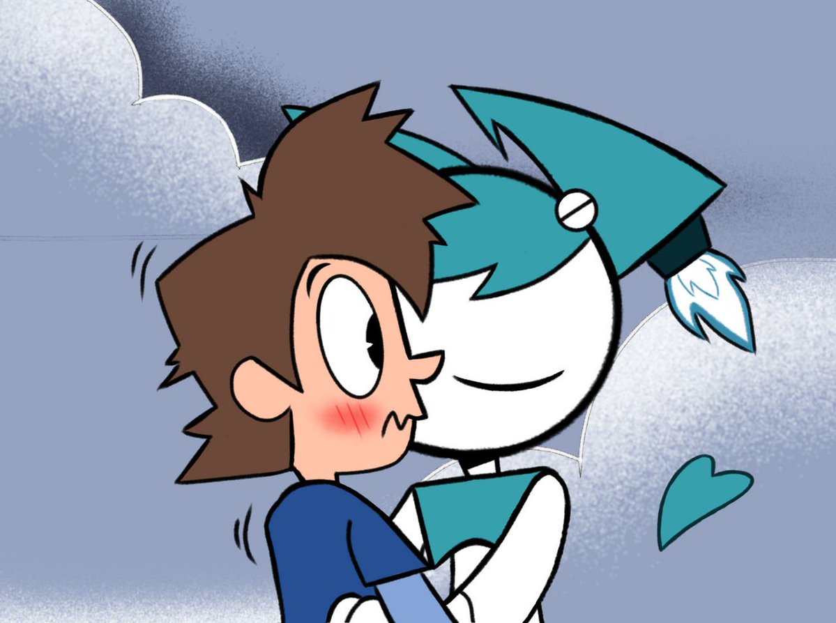 Darkstein234's tweet photo. Drew this little kiss scene a very while back before but I didn't get to post it until now

#mlaatr #ocxcanon #jennywakeman #mylifeasateenagerobot https://t.co/0IGLlXUkvS