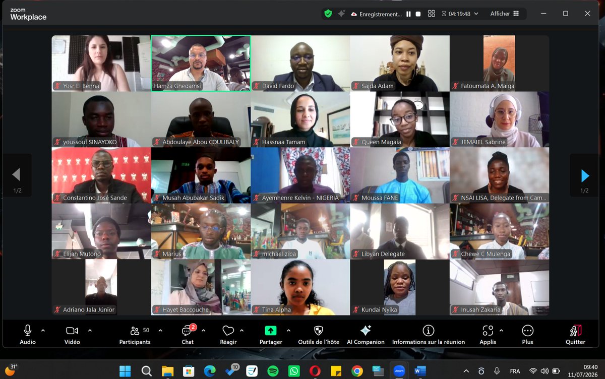 HamzaGHEDAMSI's tweet photo. Happening this week end.
#Debating #Understanding Learning by doing
The online continental simulation of the @_AfricanUnion 
@AUYouthProgram @fes_au @AU_WGYD https://t.co/z8LzvLjZk7