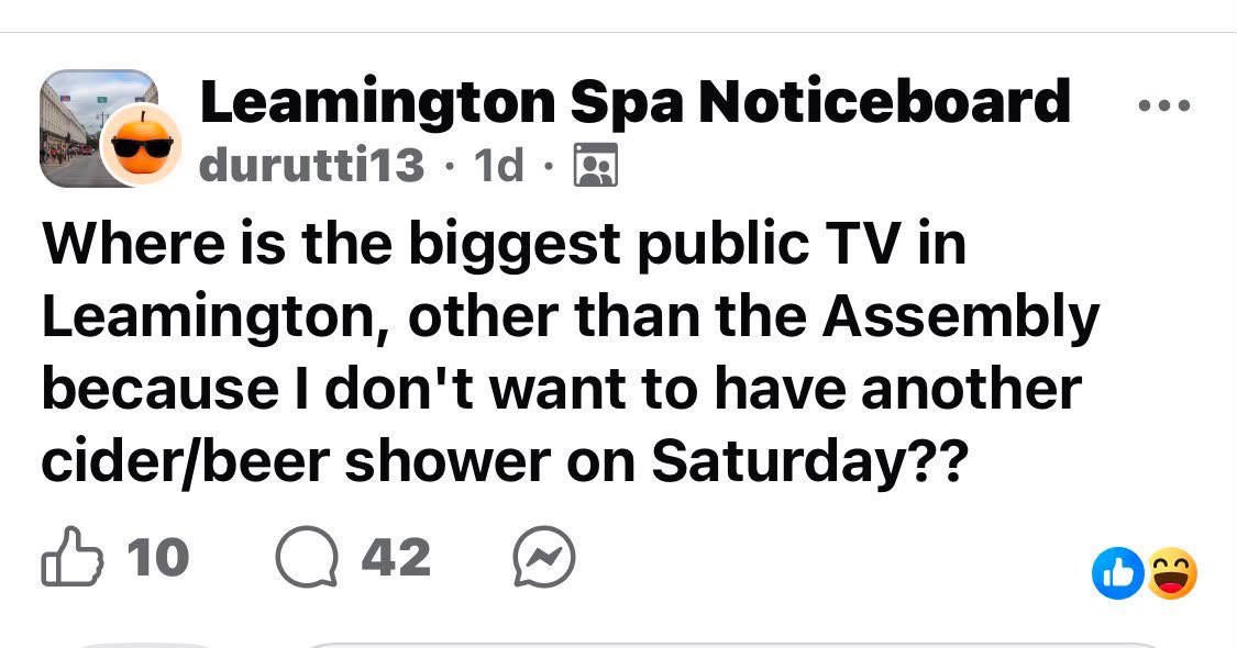 assemblyleam's tweet photo. Still The BIGGEST SCREEN In Leamington…
Don’t Waste Cider/Beer….Stay HYDRATED
#leamington
#leamingtonspa
#assemblyleamington
#itscominghome https://t.co/vjPlihUIKe
