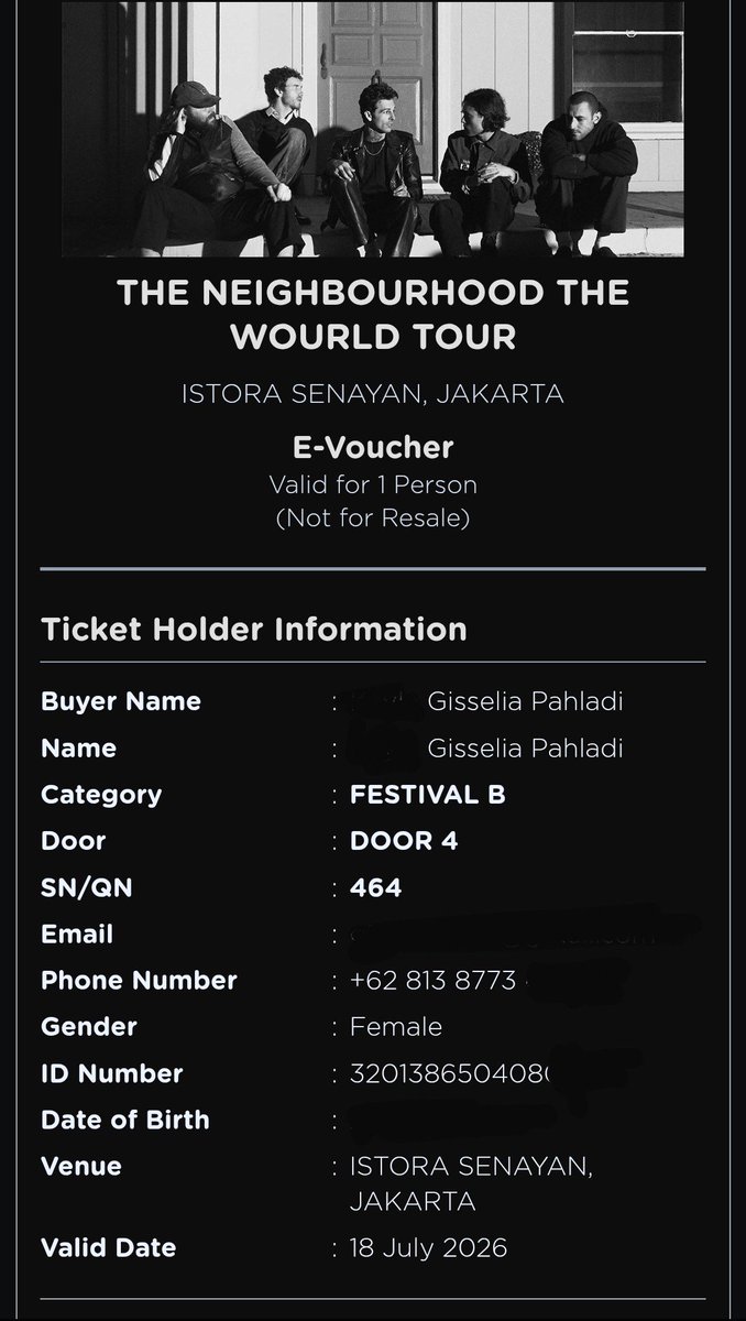 yakkhao's tweet photo. Wts the neighbourhood festival b, harga awal 1,7jt after tax. Aku jual 1,5jt boleh nego yaa #thenbhd #theneighbourhood #wtstiket https://t.co/mco77AYwIS