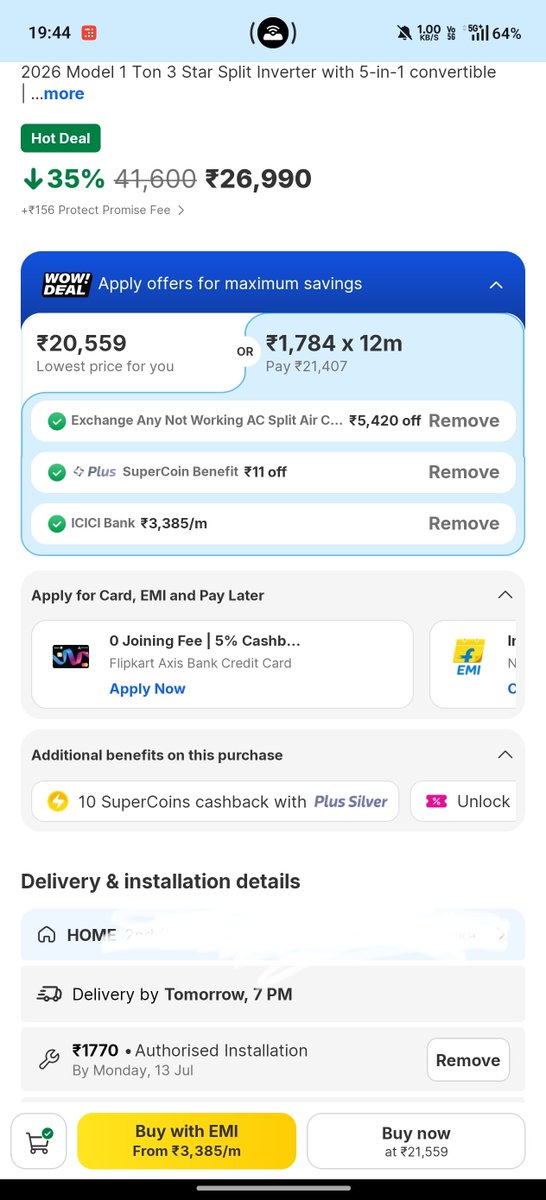 DesiExport's tweet photo. Classic drip pricing by @Flipkart! Total changed at checkout. On the final CVV page, a hidden ₹158 "Offer &amp; Payment Handling Fee" was quietly added for using ICICI EMI.
Violates CCPA Dark Pattern Guidelines.

@jagograhakjago @consaff_india @joshicm #ConsumerRights #DarkPatterns https://t.co/jNNQEhjEg4