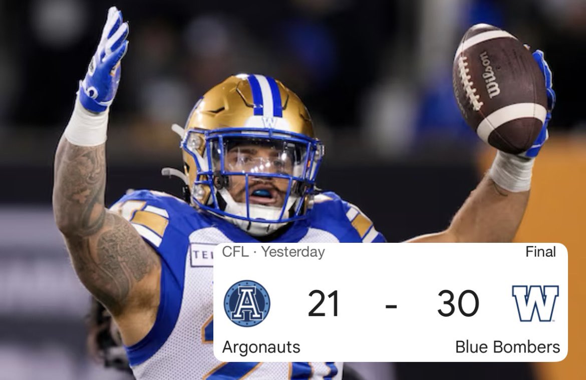 AndrewSportss4's tweet photo. CFL MAX PLAY CASHOLA 💰

✅ Blue Bombers +2.5 (-105) / (+3u) 

Sometimes it is that easy. Getting the Blue Bombers at home catching points was an automatic play for me. 

** 𝐀𝐋𝐋 𝐑𝐄𝐓𝐖𝐄𝐄𝐓𝐒/𝐋𝐈𝐊𝐄𝐒 𝐖𝐈𝐋𝐋 𝐇𝐀𝐕𝐄 𝐄𝐀𝐑𝐋𝐘 𝐀𝐂𝐂𝐄𝐒𝐒 𝐓𝐎 𝐀 𝐂𝐅𝐋 𝐅𝐑𝐄𝐄 𝐏𝐋𝐀𝐘 𝐓𝐇𝐈𝐒 𝐖𝐄𝐄𝐊𝐄𝐍𝐃 ** 🍀

THE. CFL. KING. 👑