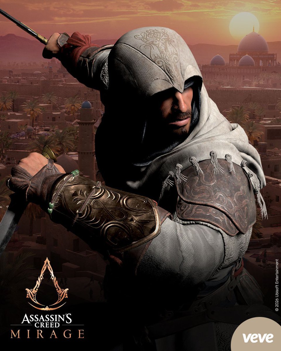 veve_official's tweet photo. Assassin's Creed: Basim digital collectibles are now live on VeVe.

Featuring three variants inspired by Assassin's Creed Mirage, including the 44-edition Special Edition Basim - Hidden One. Also available is the Rooftop Diorama, a companion display piece created to showcase Basim across the rooftops of Baghdad.