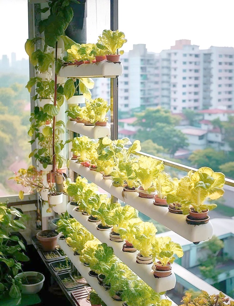 CesarHan2's tweet photo. My small balcony garden went from bare concrete to blooming with veggies u0026 herbs this month—best little upgrade ever! https://t.co/5RLhmE6ums