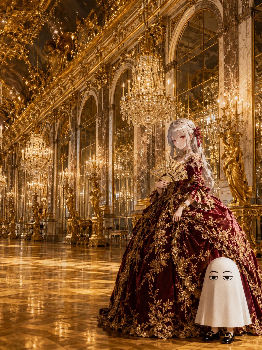 フランス　パリJe colorie 塗り絵 ベルサイユ宮殿　ドレス AI金のキラキラ #メジェド様 世界金色旅行記 【フランス パリにある