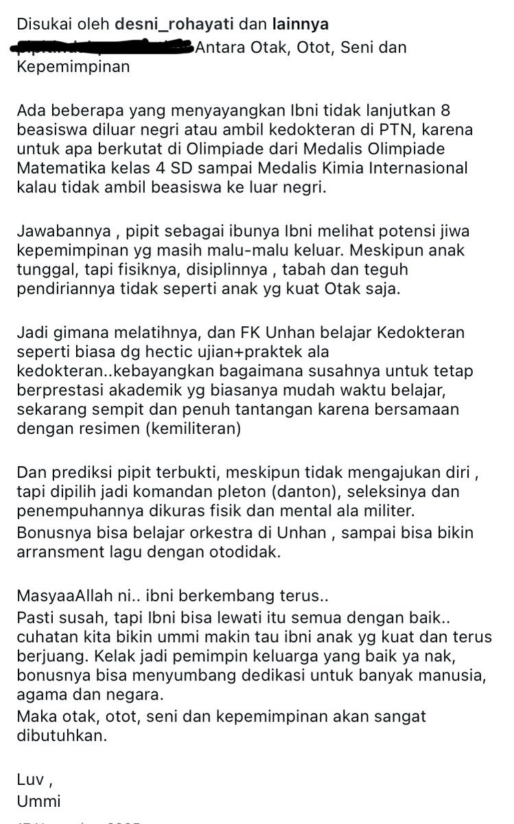 anandasora67's tweet photo. Di tengah pembantaian massal malam ini, nemu akun Umminya Dihya, and it's such a heartwarming guys 🥹 scr ga langsung kejawab juga alasan Dihya pilih UNHAN, Umminya harus bgt diundang di podcast2 nih!! Krn bner2 good parenting, bahkan kelola yayasan jugaa https://t.co/JJXhssfiYV