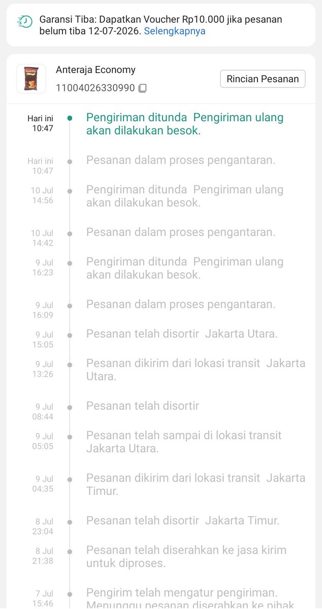yourlvlyprsn's tweet photo. @anteraja_id ini paket saya dari tgl 9 knp statusnya selalu pengiriman ditunda ya? Hari ini tgl 11 pun masih ditunda juga https://t.co/AQgurBENiX