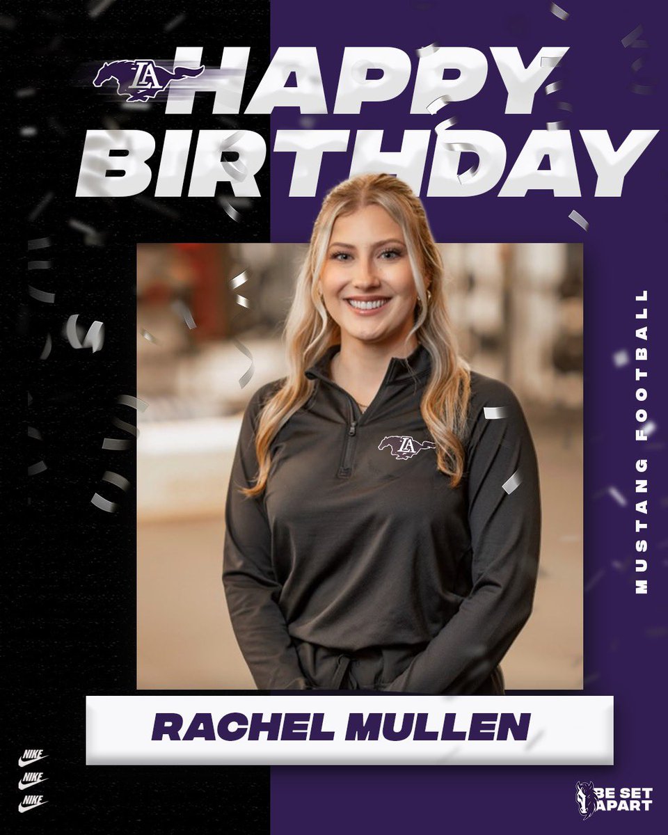 LAmustangFB's tweet photo. Happy Birthday to Mustang Football Nutritionist, Rachel Mullen! 🔥💜🔥 #BeSetApart https://t.co/COmEFvCqFI