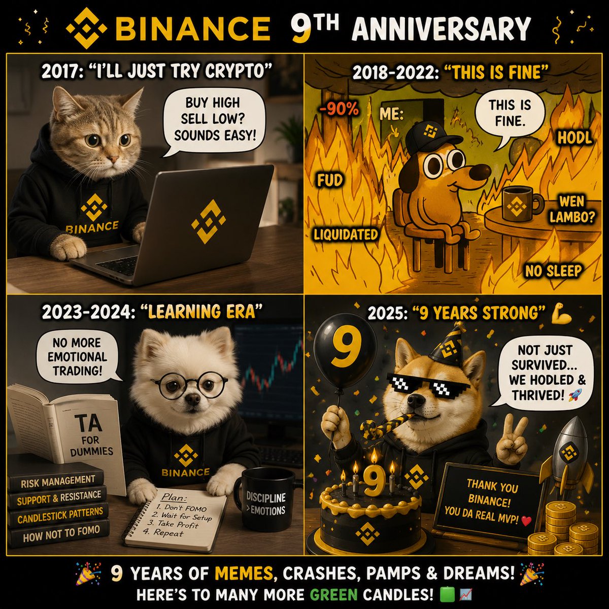 FatimaAkmal19's tweet photo. #BinanceTurns9
#Binance
#Binance9thAnniversary
#BinanceBirthday
#Crypto
#CryptoMemes
#Meme
#HODL
#WAGMI
#Bitcoin
#BNB https://t.co/XWttdNU9Il