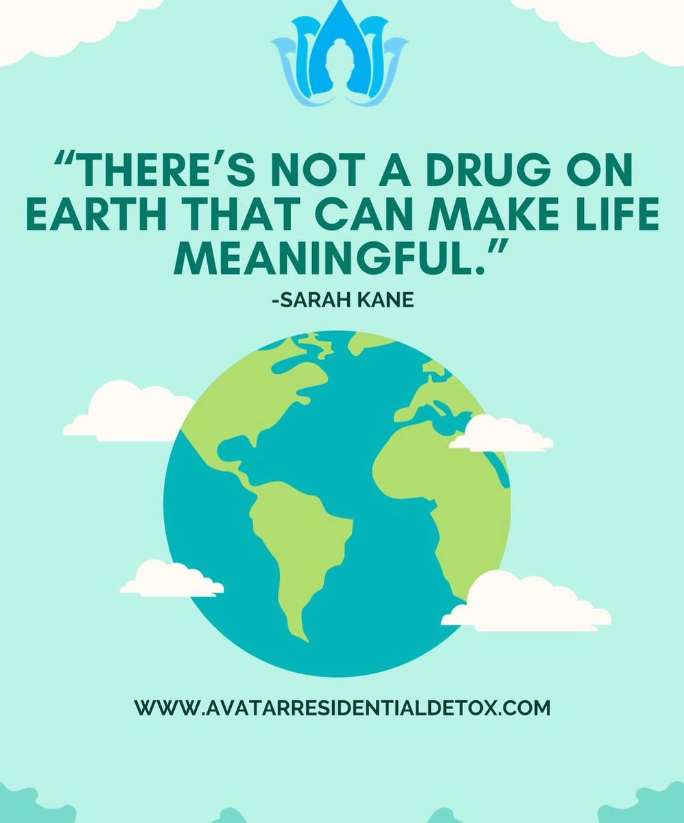 AvatarDetoxNJ's tweet photo. “There’s not a drug on Earth that can make life meaningful.” -Sarah Kane

#addictionrecovery #addictiontreatment #njaddictionsupport #luxuryrehab https://t.co/wm6i7gptKG